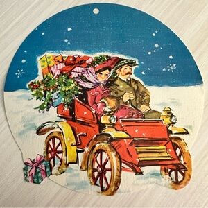 Vintage Litho Christmas Card Hawthorne & Sommerfield Unused USA Round Ornament